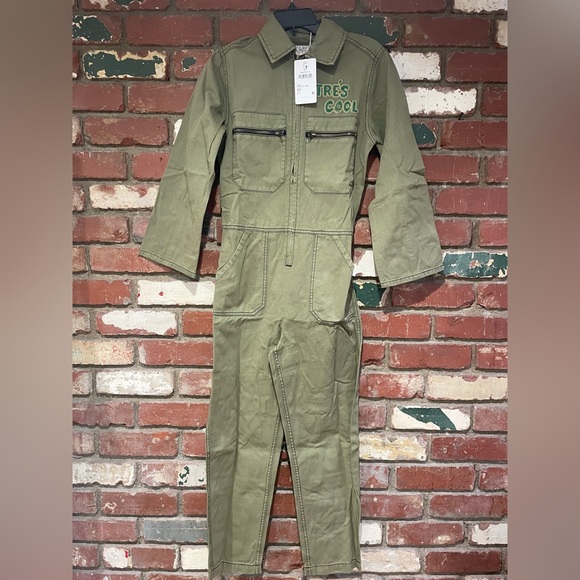 Sandrine Rose x Free People Natural Khaki Tres Cool Front Zip Jumpsuit NWT - Picture 5 of 7